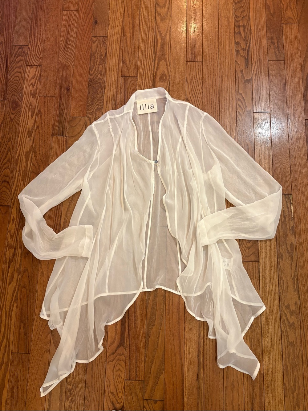 illia White Sheer Silk Blouse Top